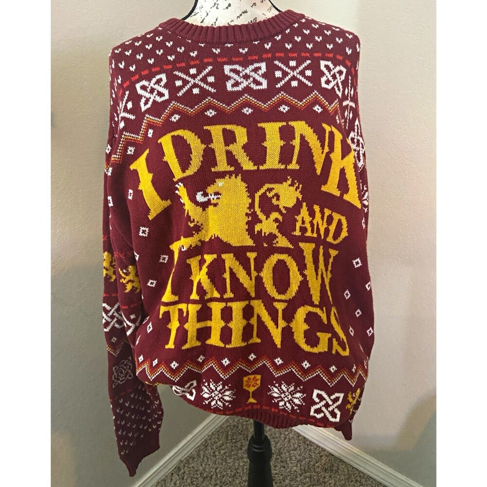 Game of Thrones "I Drink and I Know Things" 100% Cotton XL Knit Sweater HBO 2020